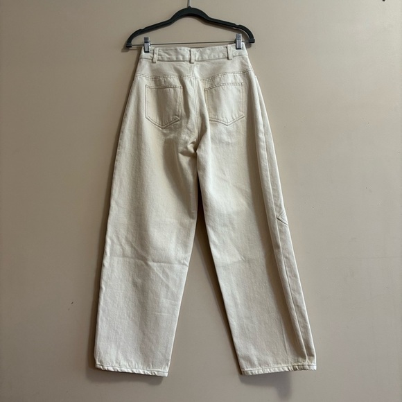 NOMIA NYC Sz 27 Paneled Wide Leg Jeans In Ecru new without tag Designer - Picture 3 of 12